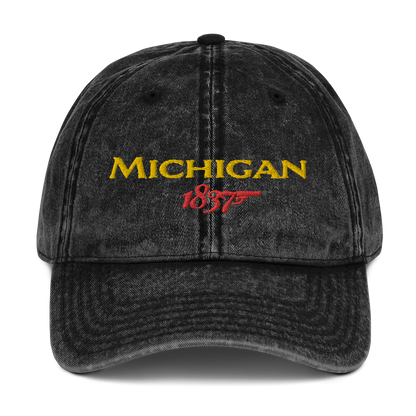 'Michigan EST. 1837' Vintage Baseball Cap (British Spy Parody)