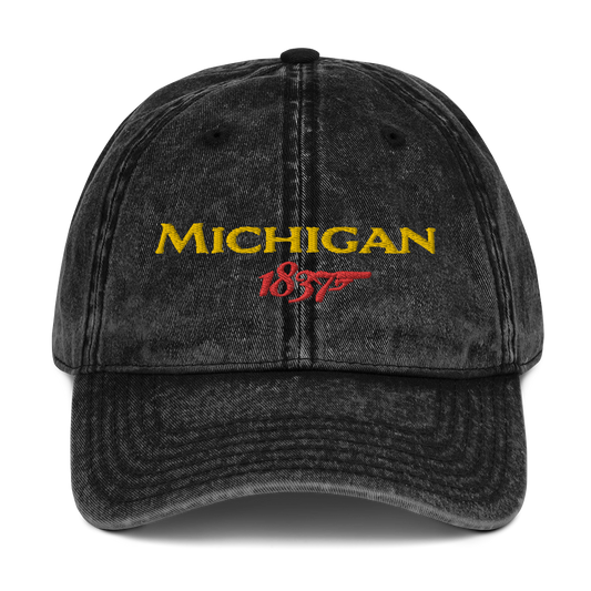 'Michigan EST. 1837' Vintage Baseball Cap (British Spy Parody)