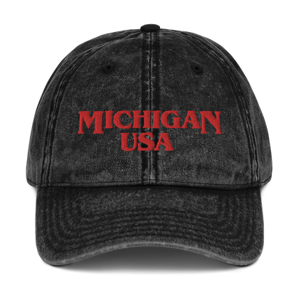 'Michigan USA' Vintage Baseball Cap (1980s Drama Parody)