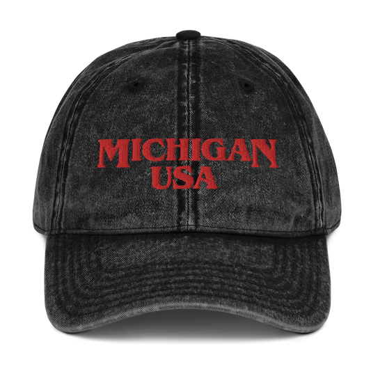 'Michigan USA' Vintage Baseball Cap (1980s Drama Parody)