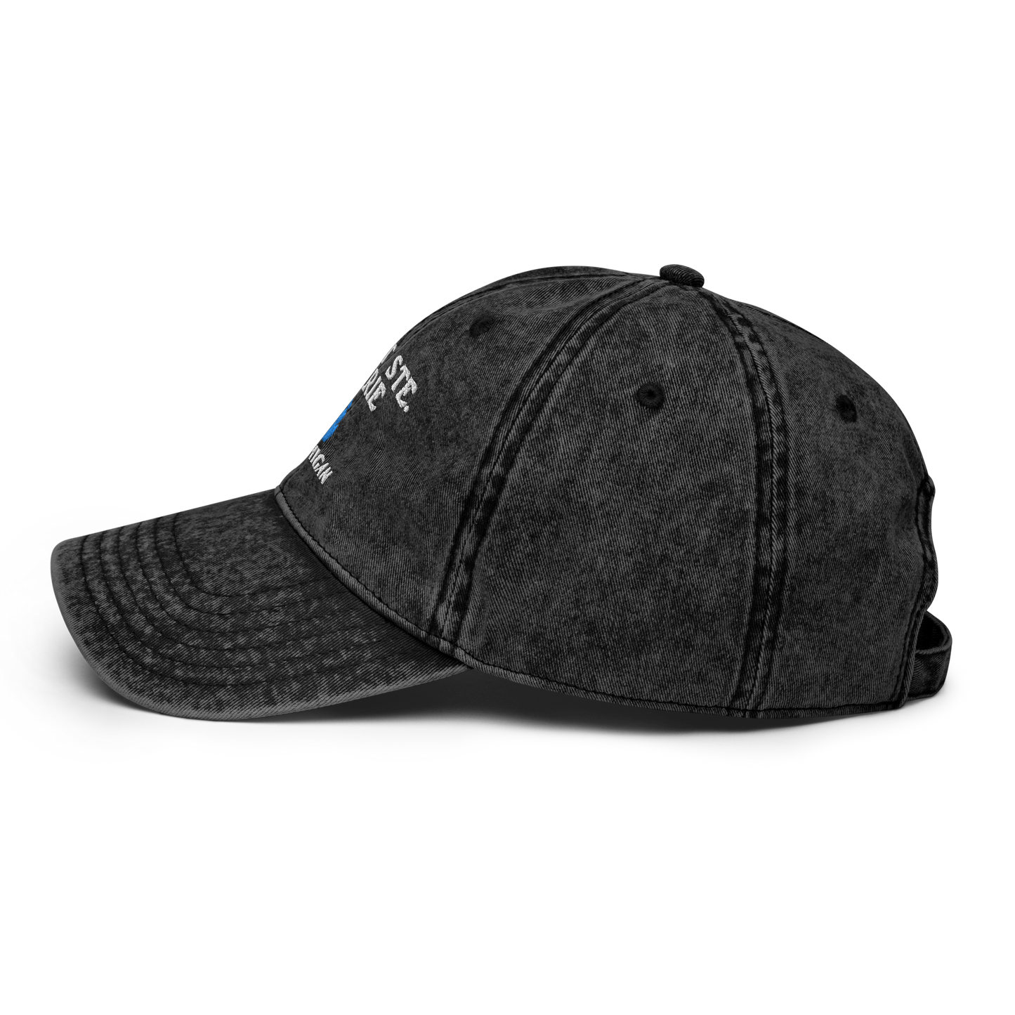 'Sault Ste. Marie' Vintage Baseball Cap (w/ Michigan Outline)