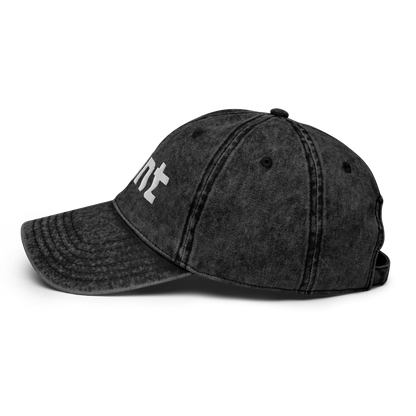 'Flint' Vintage Baseball Cap | White/Black Embroidery