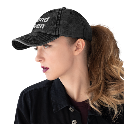 'Grand Haven' Vintage Baseball Cap | White/Black Embroidery