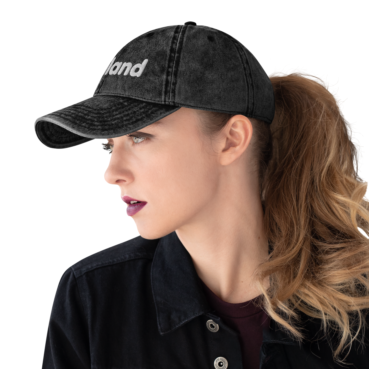 'Holland' Vintage Baseball Cap | White/Black Embroidery