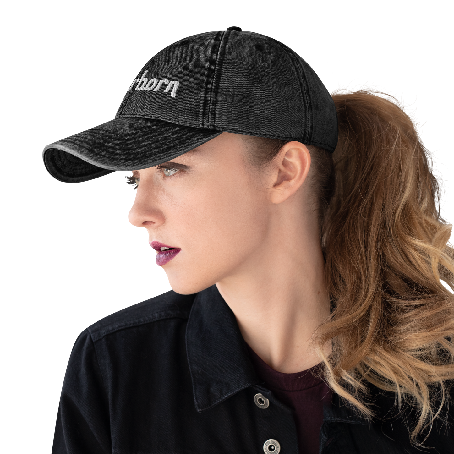 'Dearborn' Vintage Baseball Cap | White/Black Embroidery