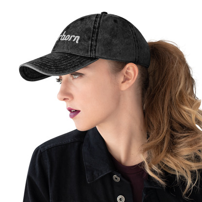 'Dearborn' Vintage Baseball Cap | White/Black Embroidery