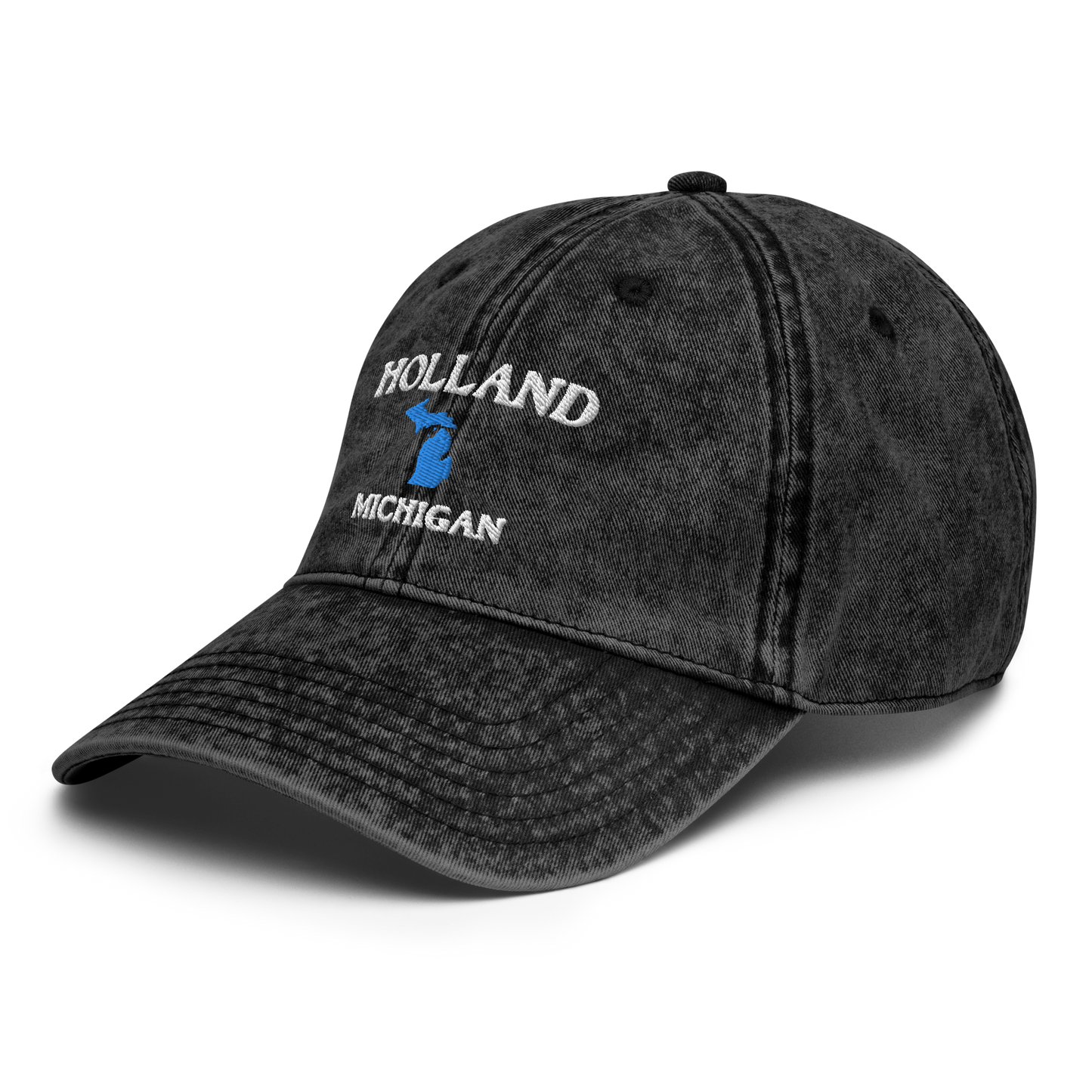 'Holland Michigan' Vintage Baseball Cap (w/ Michigan Outline)