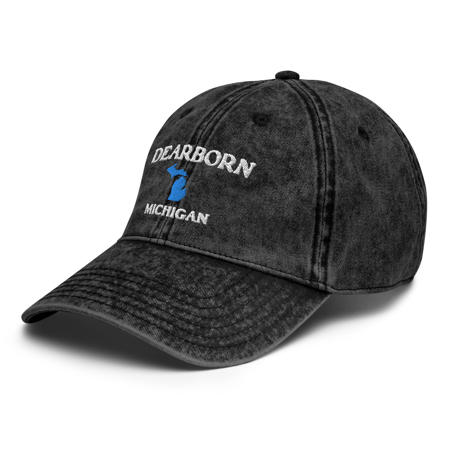 'Dearborn Michigan' Vintage Baseball Cap (w/ Michigan Outline)