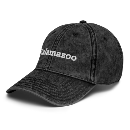 'Kalamazoo' Vintage Baseball Cap | White/Black Embroidery