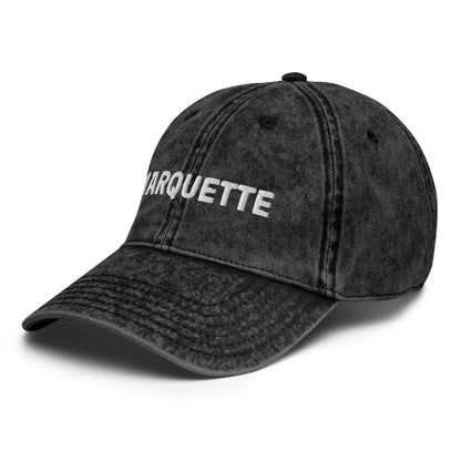 'Marquette' Vintage Baseball Cap | White/Black Embroidery