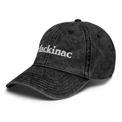 'Mackinac' Vintage Baseball Cap | White/Black Embroidery