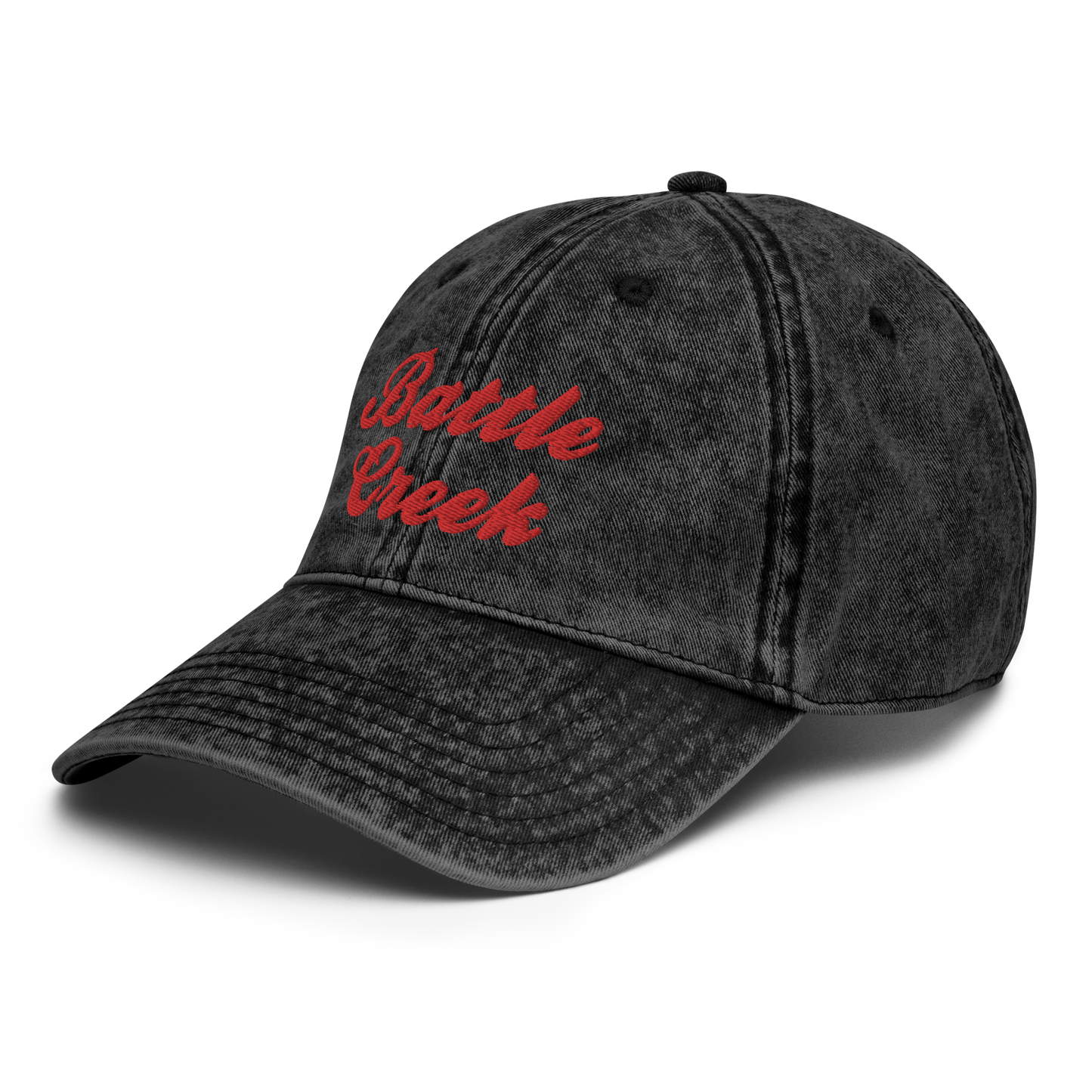 'Battle Creek' Vintage Baseball Cap | White/Black Embroidery