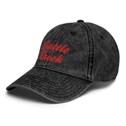 'Battle Creek' Vintage Baseball Cap | White/Black Embroidery