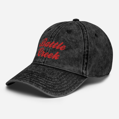 'Battle Creek' Vintage Baseball Cap | White/Black Embroidery