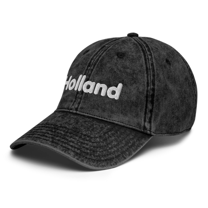 'Holland' Vintage Baseball Cap | White/Black Embroidery