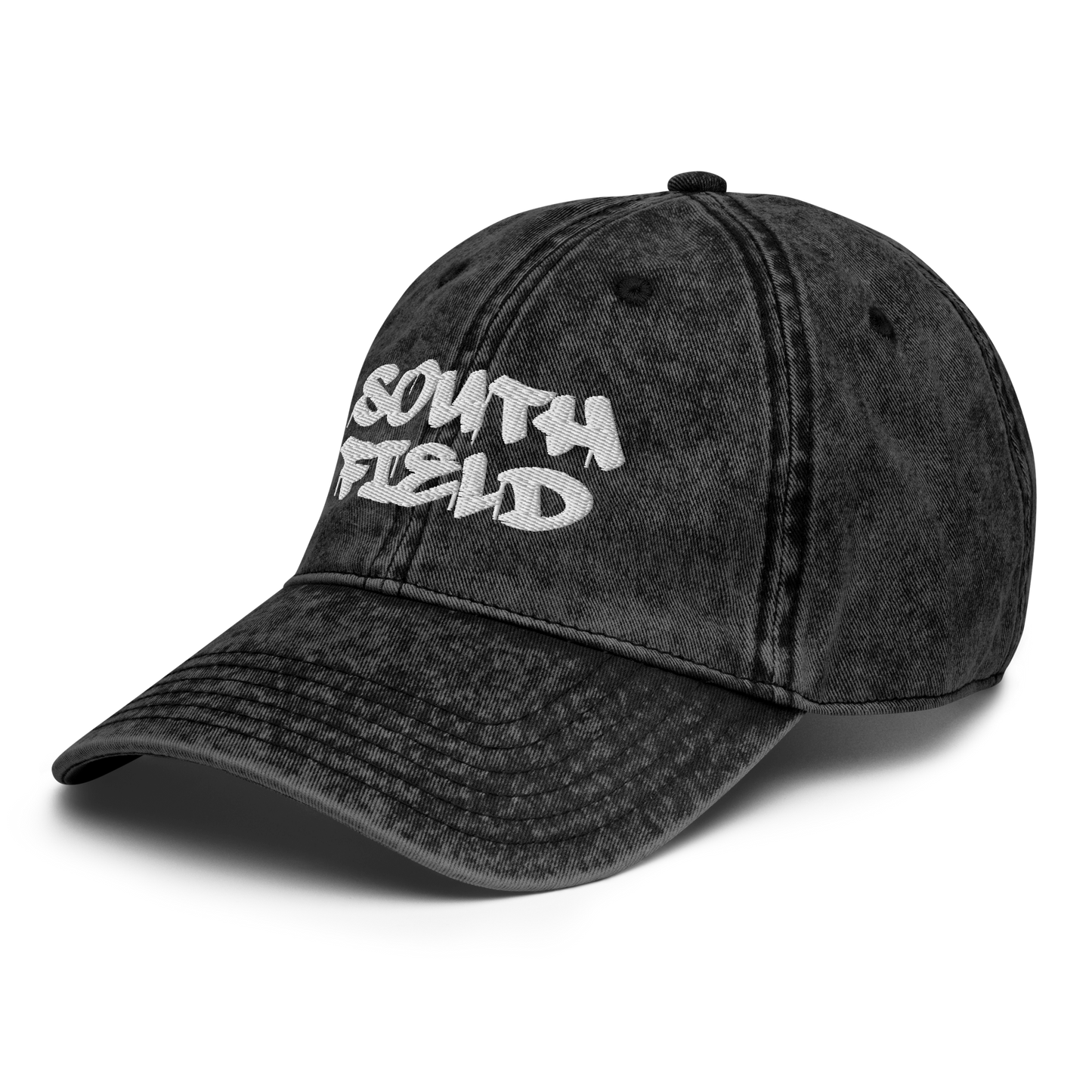 'Southfield' Vintage Baseball Cap | White/Black Embroidery