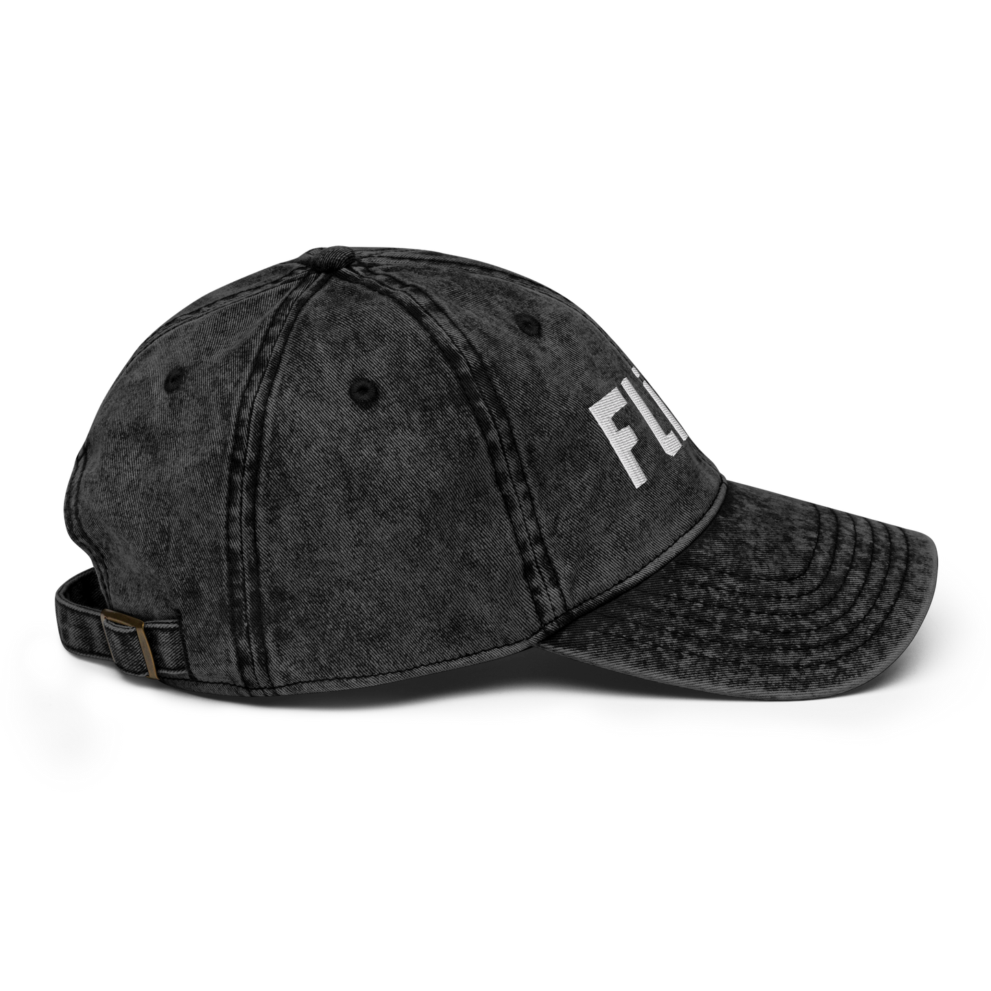 'Flint' Vintage Baseball Cap | White/Black Embroidery