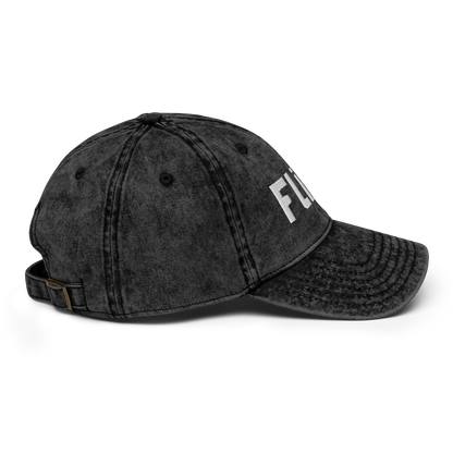 'Flint' Vintage Baseball Cap | White/Black Embroidery