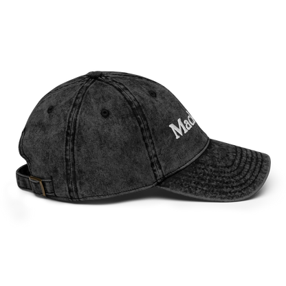 'Mackinac' Vintage Baseball Cap | White/Black Embroidery