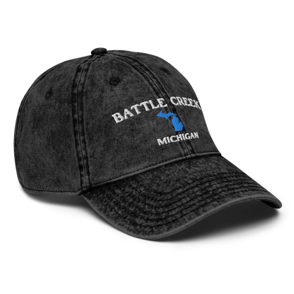 'Battle Creek Michigan' Vintage Baseball Cap (w/ Michigan Outline)