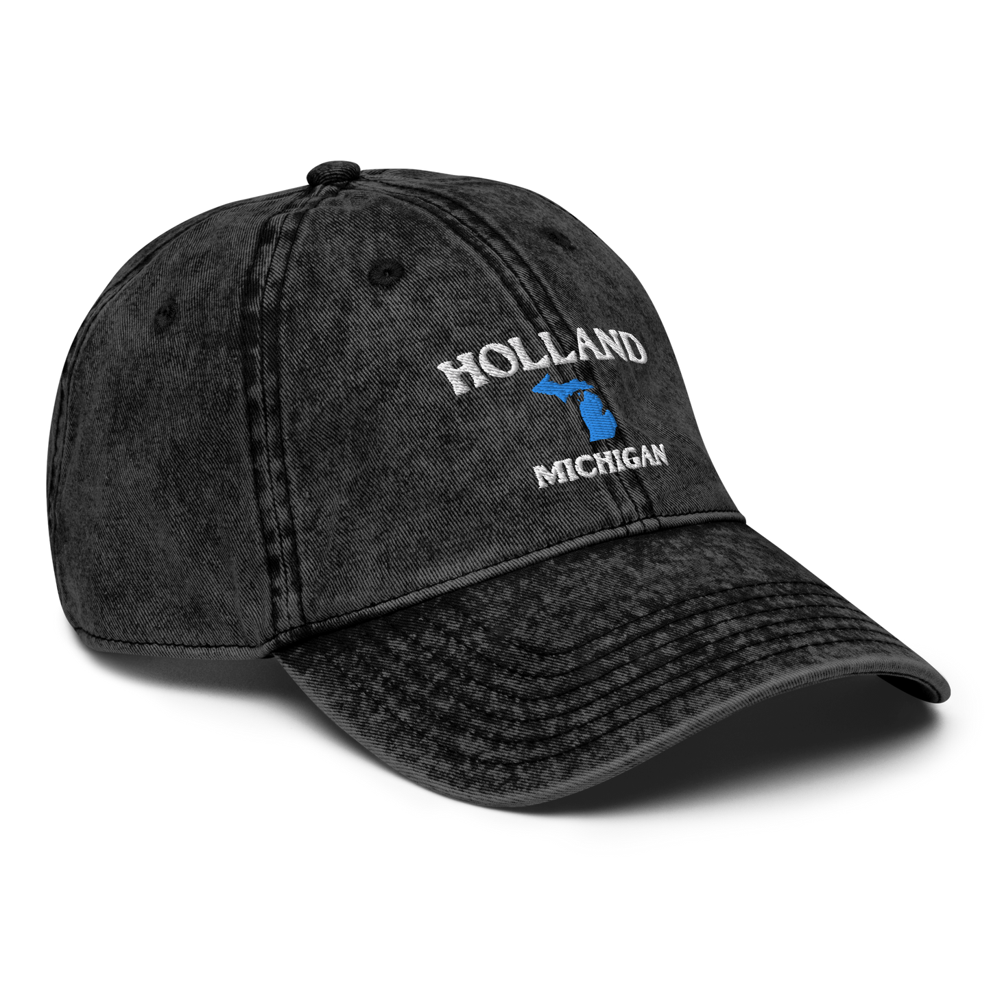'Holland Michigan' Vintage Baseball Cap (w/ Michigan Outline)
