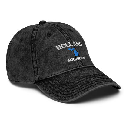 'Holland Michigan' Vintage Baseball Cap (w/ Michigan Outline)