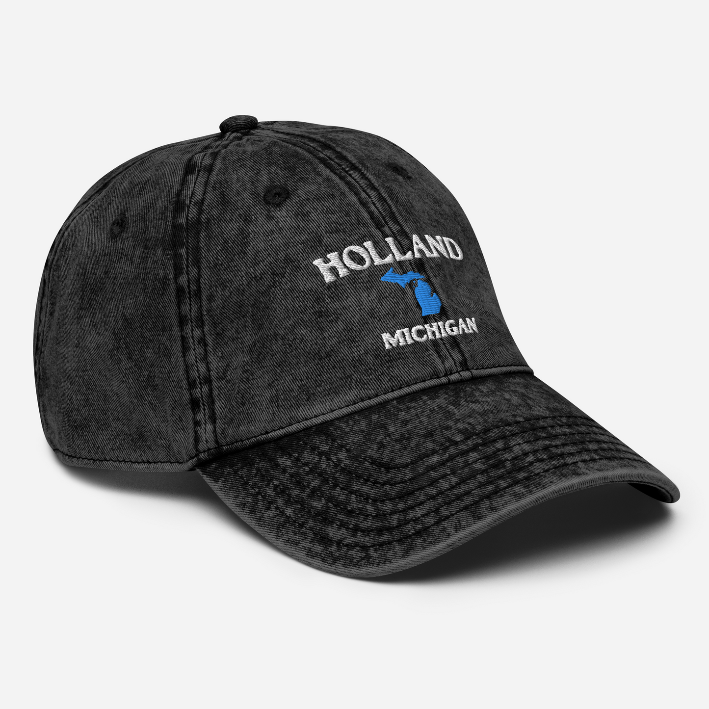 'Holland Michigan' Vintage Baseball Cap (w/ Michigan Outline)