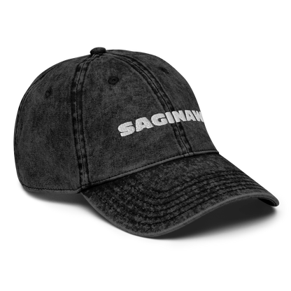 'Saginaw' Vintage Baseball Cap | White/Black Embroidery