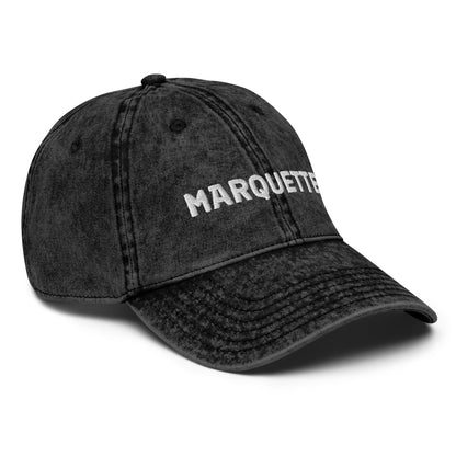 'Marquette' Vintage Baseball Cap | White/Black Embroidery