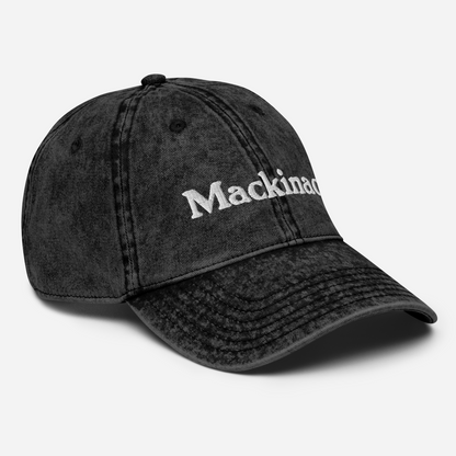 'Mackinac' Vintage Baseball Cap | White/Black Embroidery