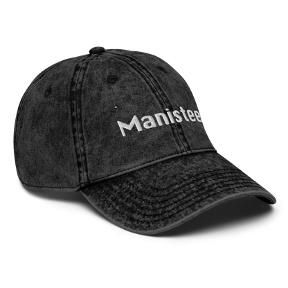 'Manistee' Vintage Baseball Cap | White/Black Embroidery