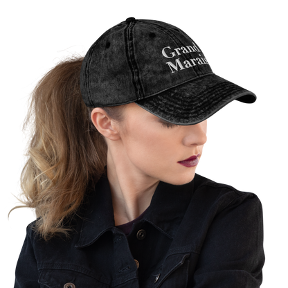 'Grand Marais' Vintage Baseball Cap | White/Black Embroidery