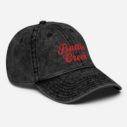 'Battle Creek' Vintage Baseball Cap | White/Black Embroidery