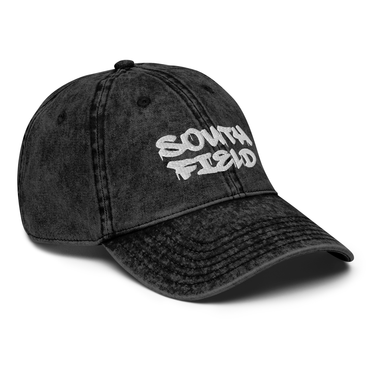 'Southfield' Vintage Baseball Cap | White/Black Embroidery