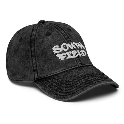 'Southfield' Vintage Baseball Cap | White/Black Embroidery