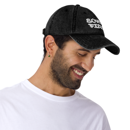 'Southfield' Vintage Baseball Cap | White/Black Embroidery