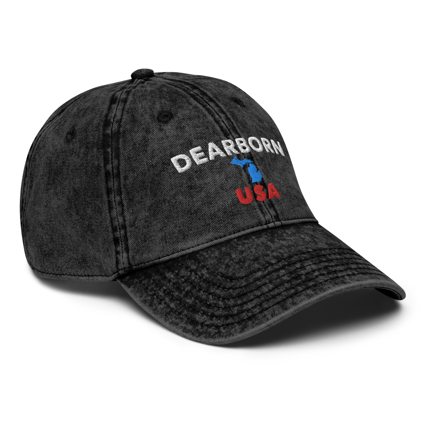 'Dearborn USA' Vintage Baseball Cap (w/ Michigan Outline)