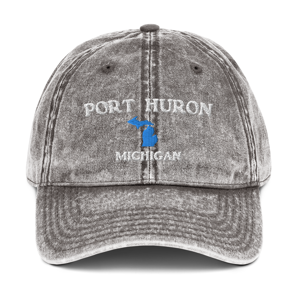 'Port Huron Michigan' Vintage Baseball Cap (w/ Michigan Outline)