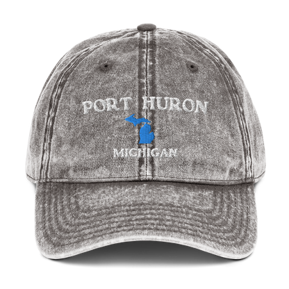 'Port Huron Michigan' Vintage Baseball Cap (w/ Michigan Outline)