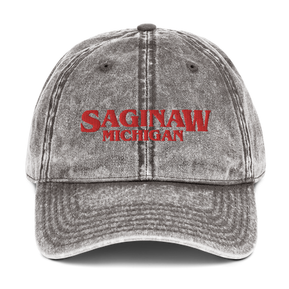 'Saginaw Michigan' Vintage Baseball Cap (1980s Drama Parody)