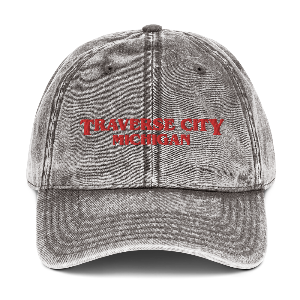 'Traverse City Michigan' Vintage Baseball Cap (1980s Drama Parody)