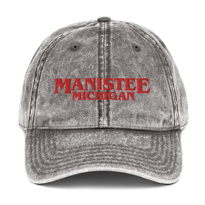 'Manistee Michigan' Vintage Baseball Cap (1980s Drama Parody)