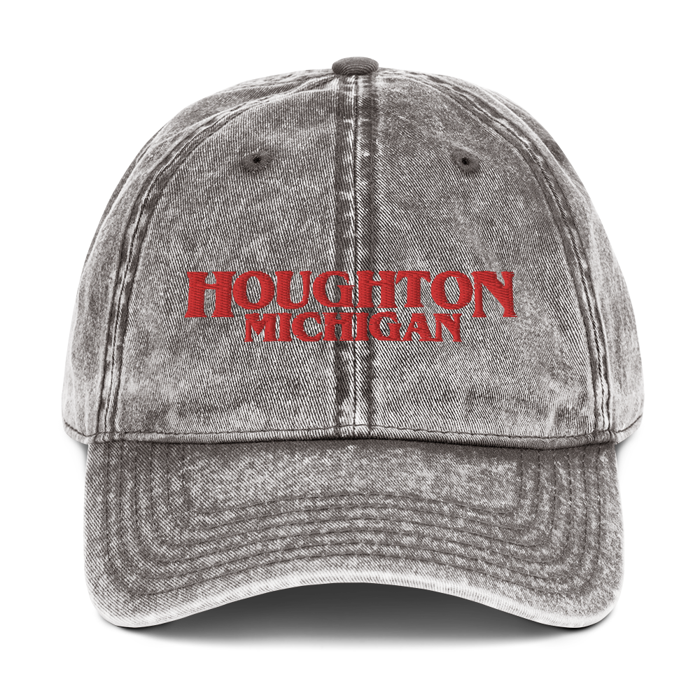 'Houghton Michigan' Vintage Baseball Cap (1980s Drama Parody)