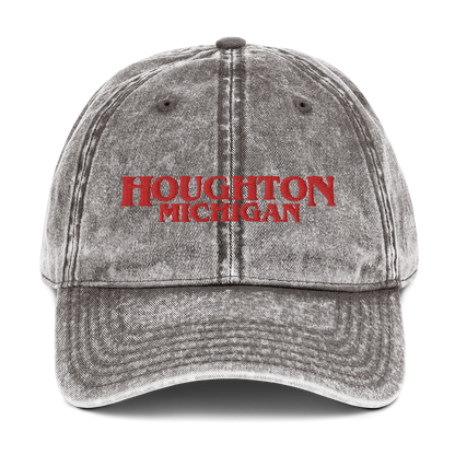 'Houghton Michigan' Vintage Baseball Cap (1980s Drama Parody)