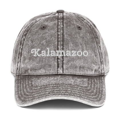 'Kalamazoo' Vintage Baseball Cap | White/Black Embroidery