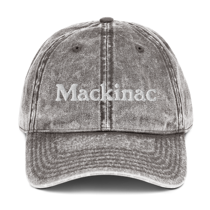 'Mackinac' Vintage Baseball Cap | White/Black Embroidery