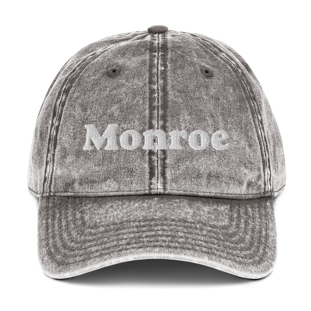 'Monroe' Vintage Baseball Cap | White/Black Embroidery