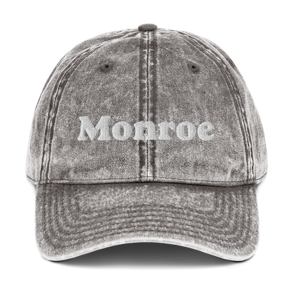 'Monroe' Vintage Baseball Cap | White/Black Embroidery