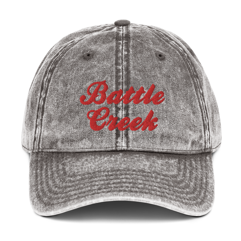 'Battle Creek' Vintage Baseball Cap | White/Black Embroidery