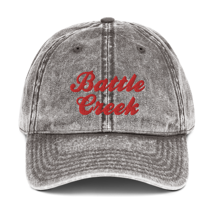 'Battle Creek' Vintage Baseball Cap | White/Black Embroidery